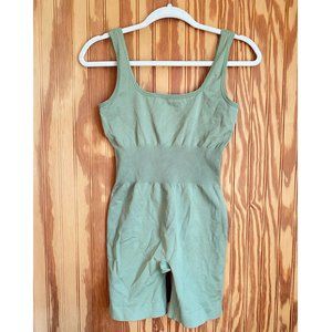 WeWoreWhat Rib Circular Knit Athletic/Yoga Bodysuit Sage Size Small